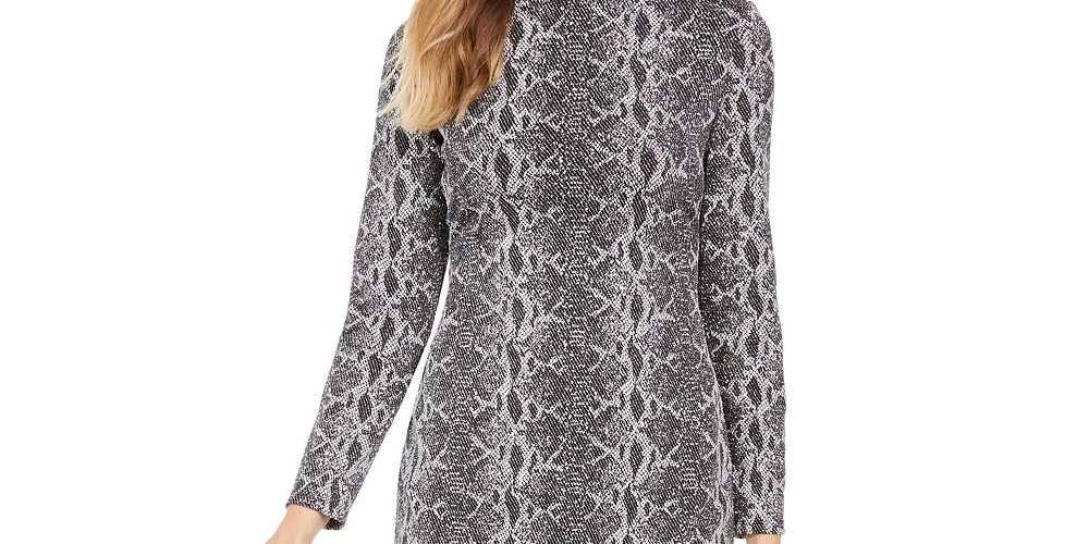INC International Concepts Women’S Snake-Embossed Sheath Midi Dress Gray Size 12