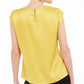 Kasper Women's Cap Sleeve Jewel Neck Peasant Top Yellow Size Small