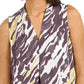 Bar III Women’s Abstract Animal Print V Neck Blouse Black Size X-Small
