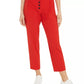 Bar III Women's Button Front Pleated Pants Red Size 10