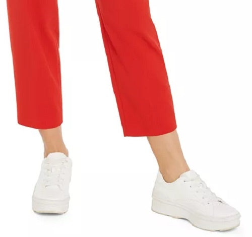 Bar III Women's Button Front Pleated Pants Red Size 10