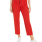 Bar III Women's Button Front Pleated Pants Red Size 12