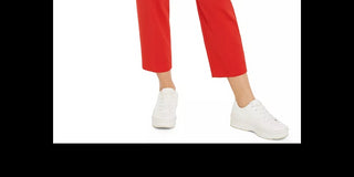 Bar III Women's Button-Front Pleated Pants Red Size 8