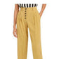 Bar III Women's Button Front Pleated Pants Yellow Size 6