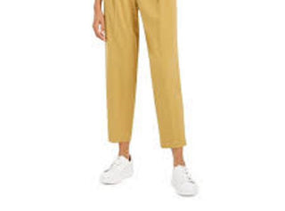 Bar III Women's Button Front Pleated Pants Yellow Size 6