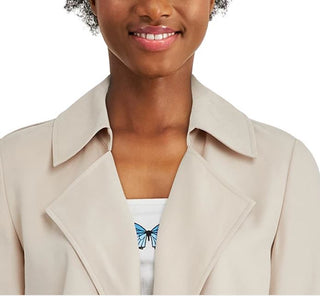 Bar III Women's Open Front Trench Jacket Beige Size XX-Small