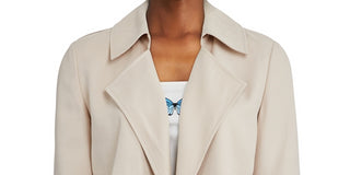 Bar III Women's Open Front Trench Jacket Beige Size Large