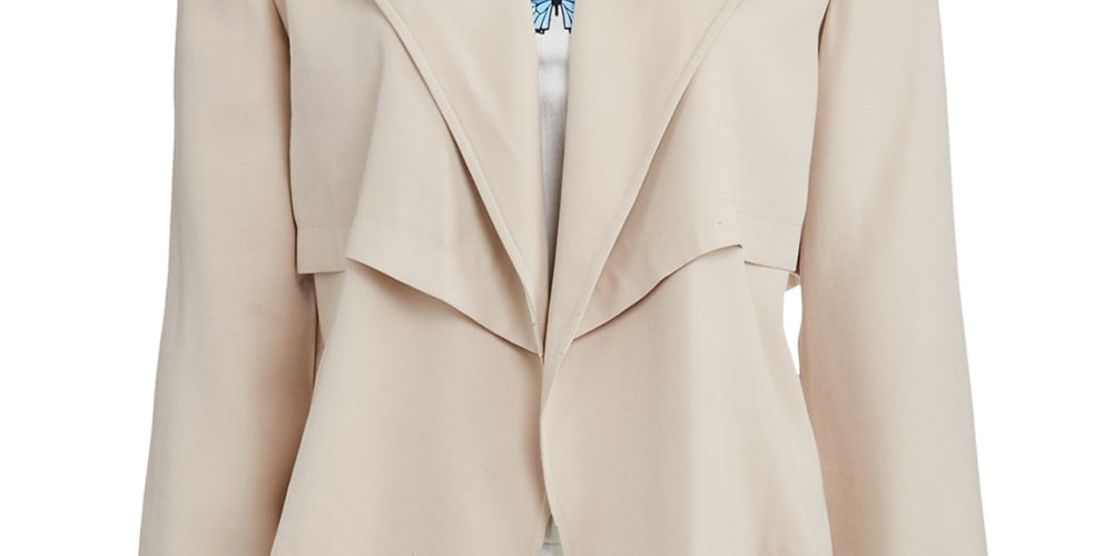 Bar III Women's Open Front Trench Jacket Beige Size Large
