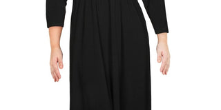 Anne Klein Women's V-Neck Office Fit & Flare Dress Black Size X-Large