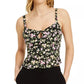Bar III Women's Floral-Print Peplum Camisole Top Black Size Medium