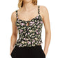 Bar III Women's Floral-Print Peplum Camisole Top Black Size Small