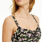Bar III Women's Floral-Print Peplum Camisole Top Black Size Small