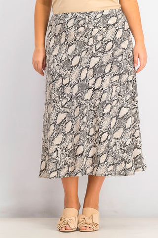 Bar III Women's Snake-Print Midi Skirt Beigekhaki Size Extra Small