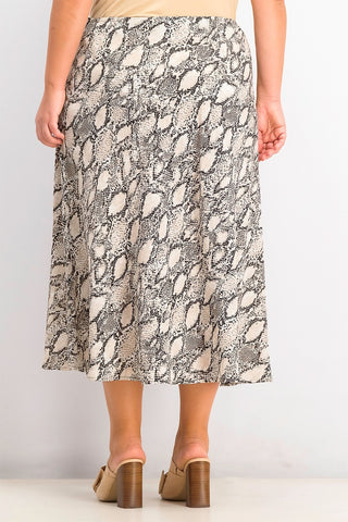 Bar III Women's Snake-Print Midi Skirt Beigekhaki Size Extra Small