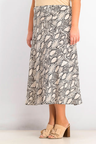 Bar III Women's Snake-Print Midi Skirt Beigekhaki Size Extra Small