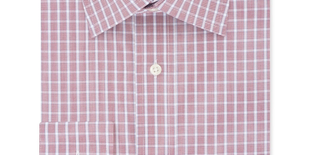 Eagle Men's Classic Regular Fit Non Iron Stretch Collar Check Dress Shirt Red Size 18.5X34X35