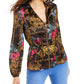 Thalia Sodi Women's Printed Zip Peplum Top Black Size Medium