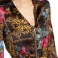 Thalia Sodi Women's Printed Zip Peplum Top Black Size Medium