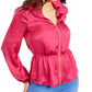 Thalia Sodi Women's Zip Peplum Top Pink Size X-Large