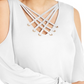 Thalia Sodi Women's Animal Print Strappy Cold Shoulder Top White Size Large
