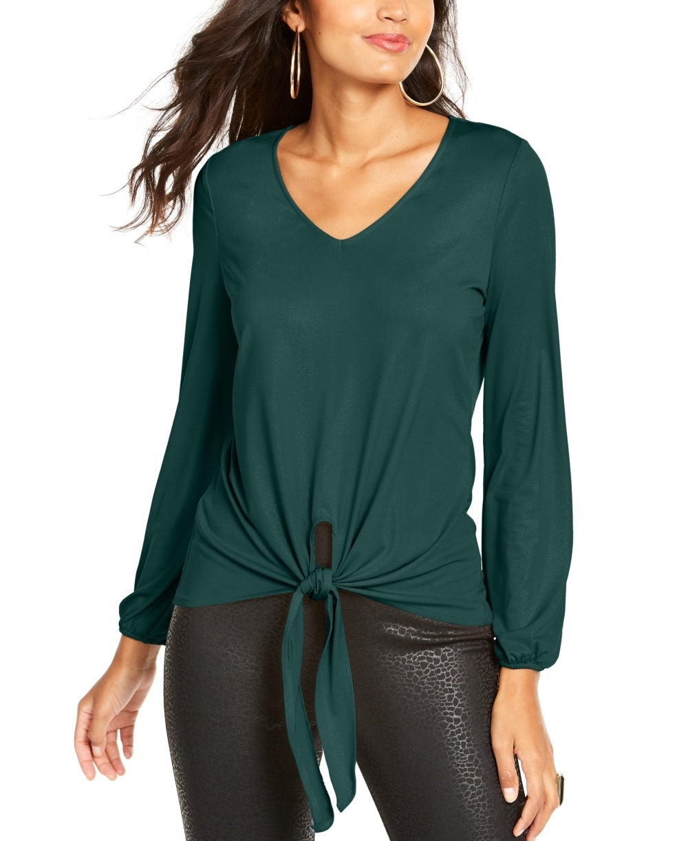 Thalia Sodi Women's Tie-Front Top Green Size X-Small
