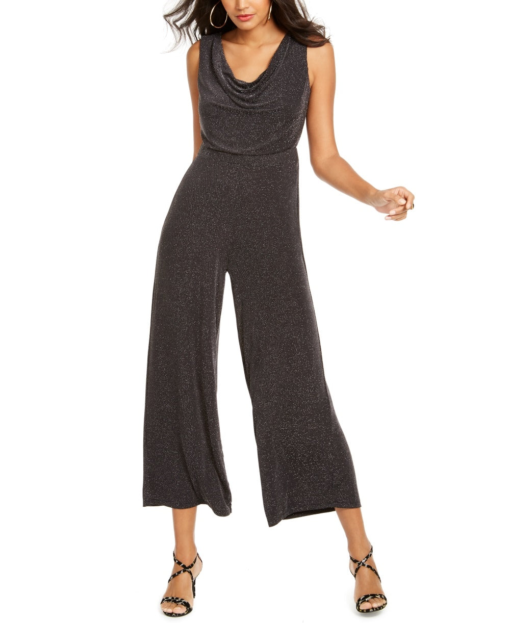 Thalia Sodi Women's Metallic Cowlneck Jumpsuit  Silver Size Small