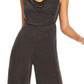 Thalia Sodi Women's Metallic Cowlneck Jumpsuit  Silver Size Small