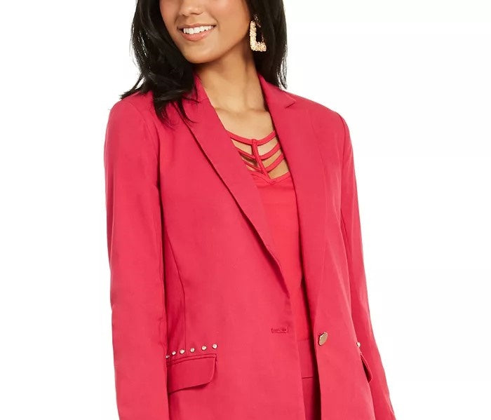 Thalia Sodi Women's Studded-Pocket Blazer Med Pink Size Medium