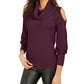 Thalia Sodi Women's Cold Shoulder Cowl Neck Sweater Purple Size Medium