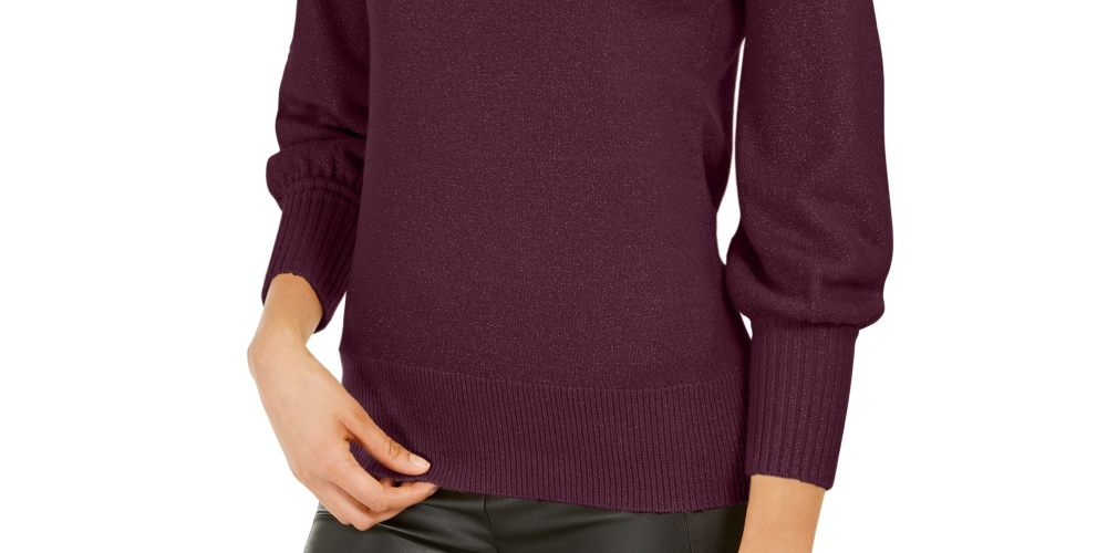 Thalia Sodi Women's Cold Shoulder Cowl Neck Sweater Purple Size Medium