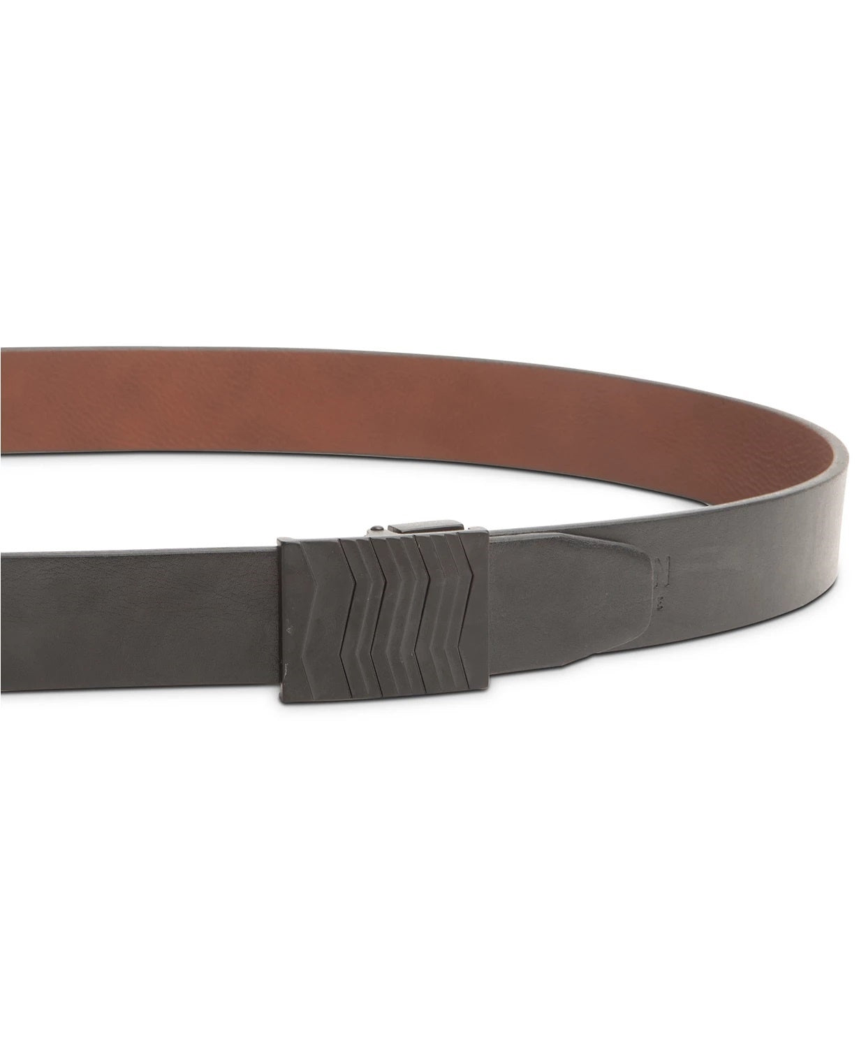 Kenneth Cole Reaction Men's Plaque Buckle Reversible Belt Charcoal Size Large