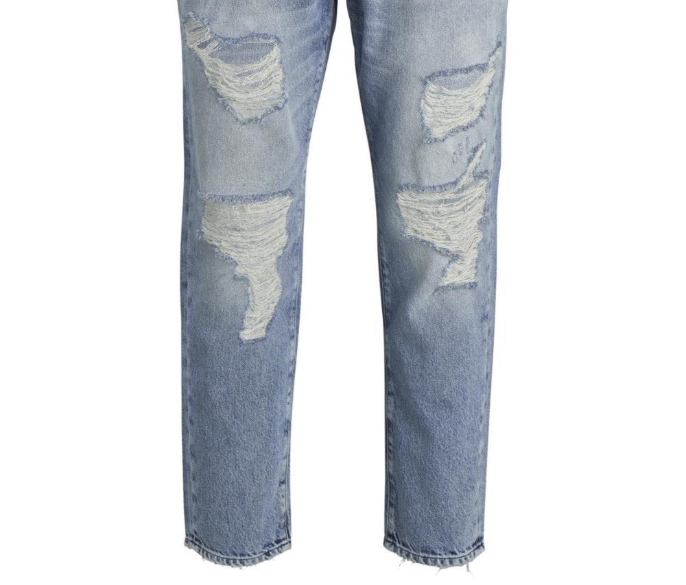 Jack And Jones Men's Tapered Fit Destroyed Style Fred Jeans Blue Size 36X32