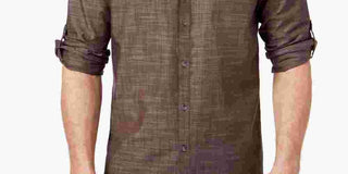 Alfani Men's Blue Short Sleeve Classic Fit Button Down Casual Shirt Brown Size Medium