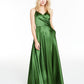 Morgan & Co Women's Pleated Surplice Satin Gown Green Size 11