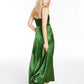 Morgan & Co Women's Pleated Surplice Satin Gown Green Size 11