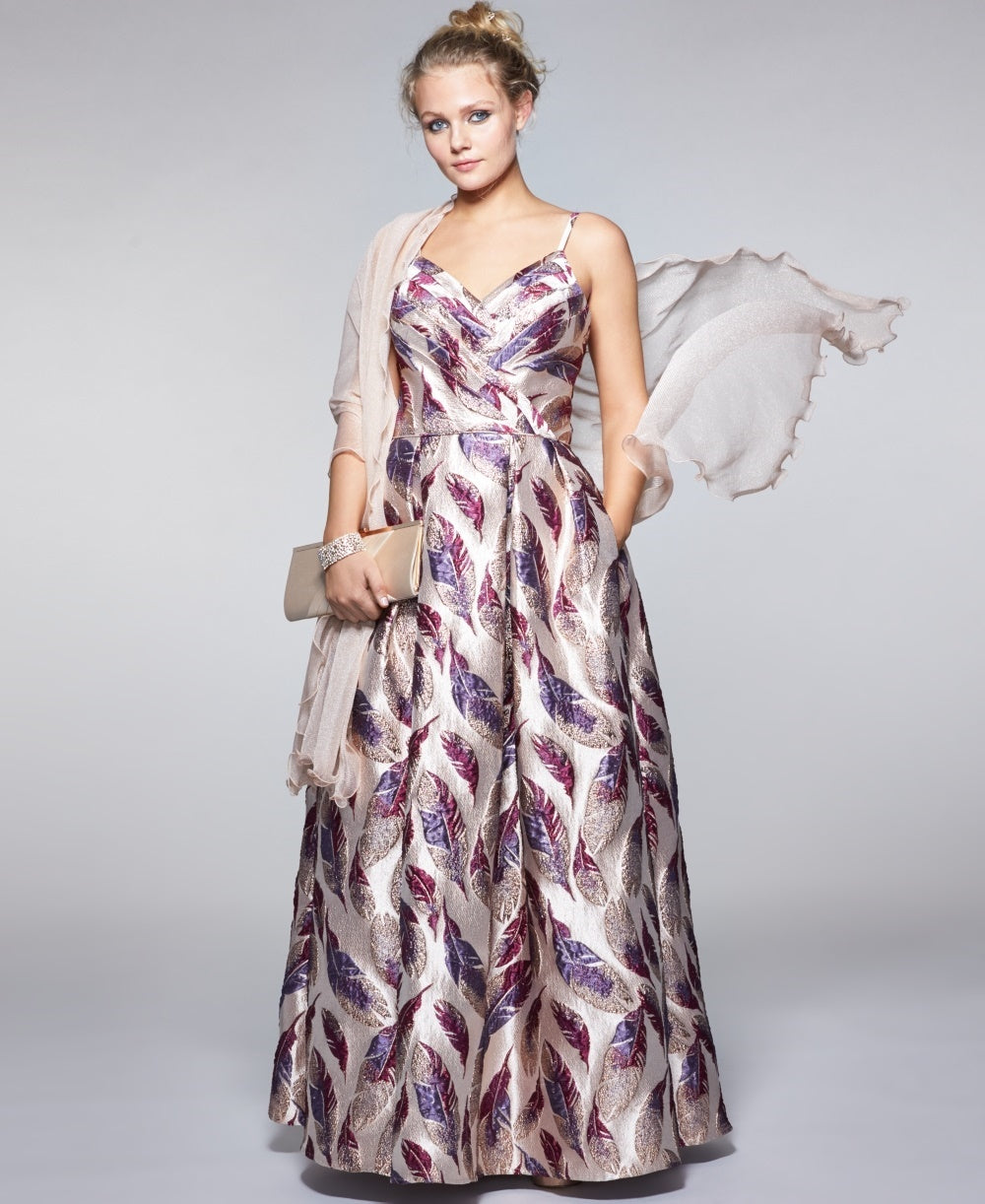 Morgan & Company Junior's Printed Brocade Gown Purple Size 11
