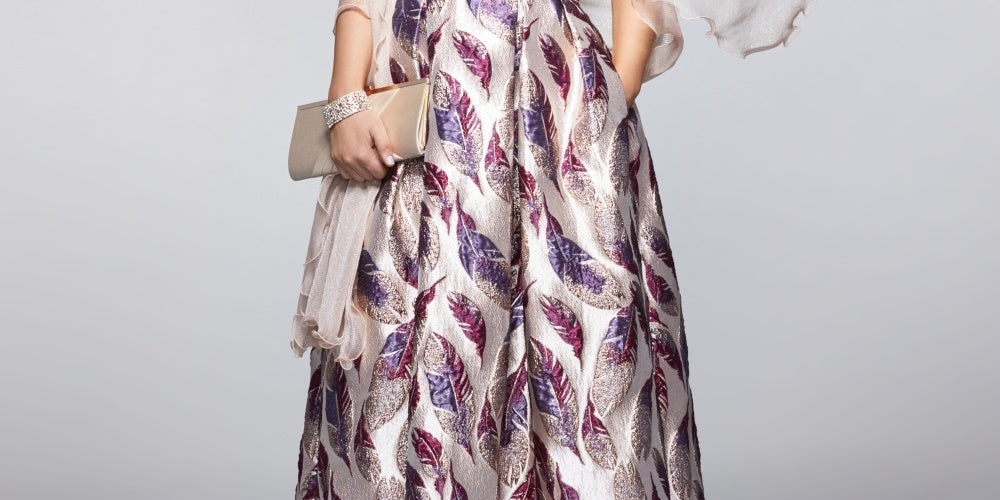Morgan & Company Junior's Printed Brocade Gown Purple Size 11