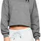 Under Armour Women's Rival Fleece Graphic Cropped Crewneck Charcoal Size L