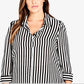 City Chic Women's Trendy Plus Striped Tunic Shirt Black Size 18W
