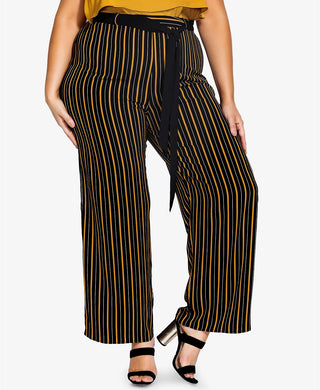 City Chic Women's Trendy Plus Size Striped Palazzo Pants Black Size 18W