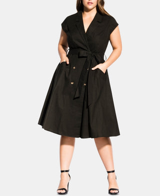 City Chic Women's Trendy Plus Lafayette Belted Shirtdress Green Size 24W