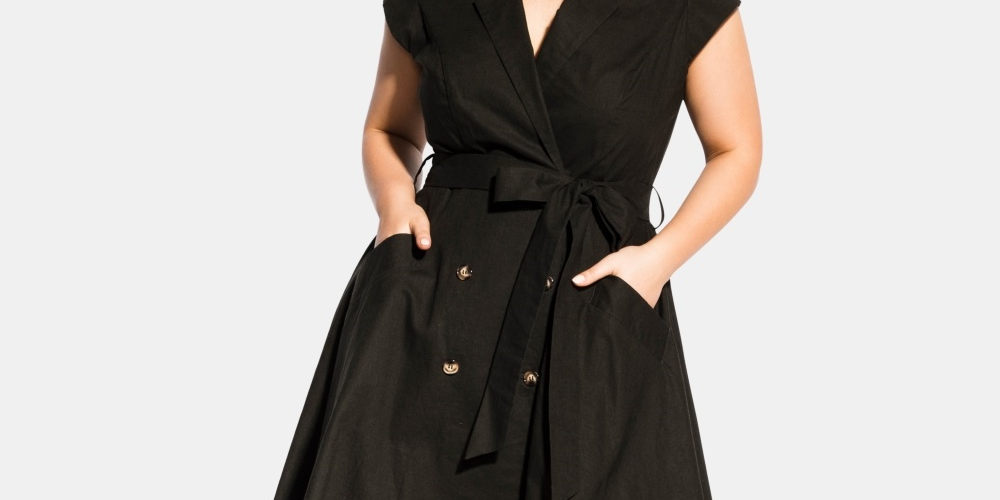 City Chic Women's Trendy Plus Lafayette Belted Shirtdress Green Size 24W