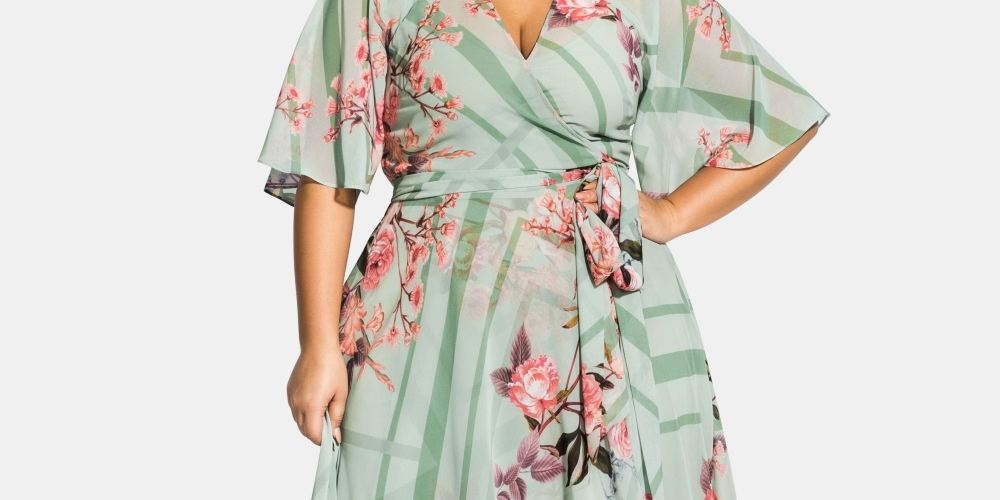 City Chic Women's Sierra Maxi Wrap Dress Size Green Size X-Small / 14