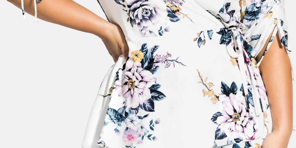 City Chic Women's Summer Flirt Wrap Style Blouse White Size 20W