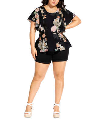 City Chic Women's Trendy Plus Mid Summer Top Black Size Petite Small