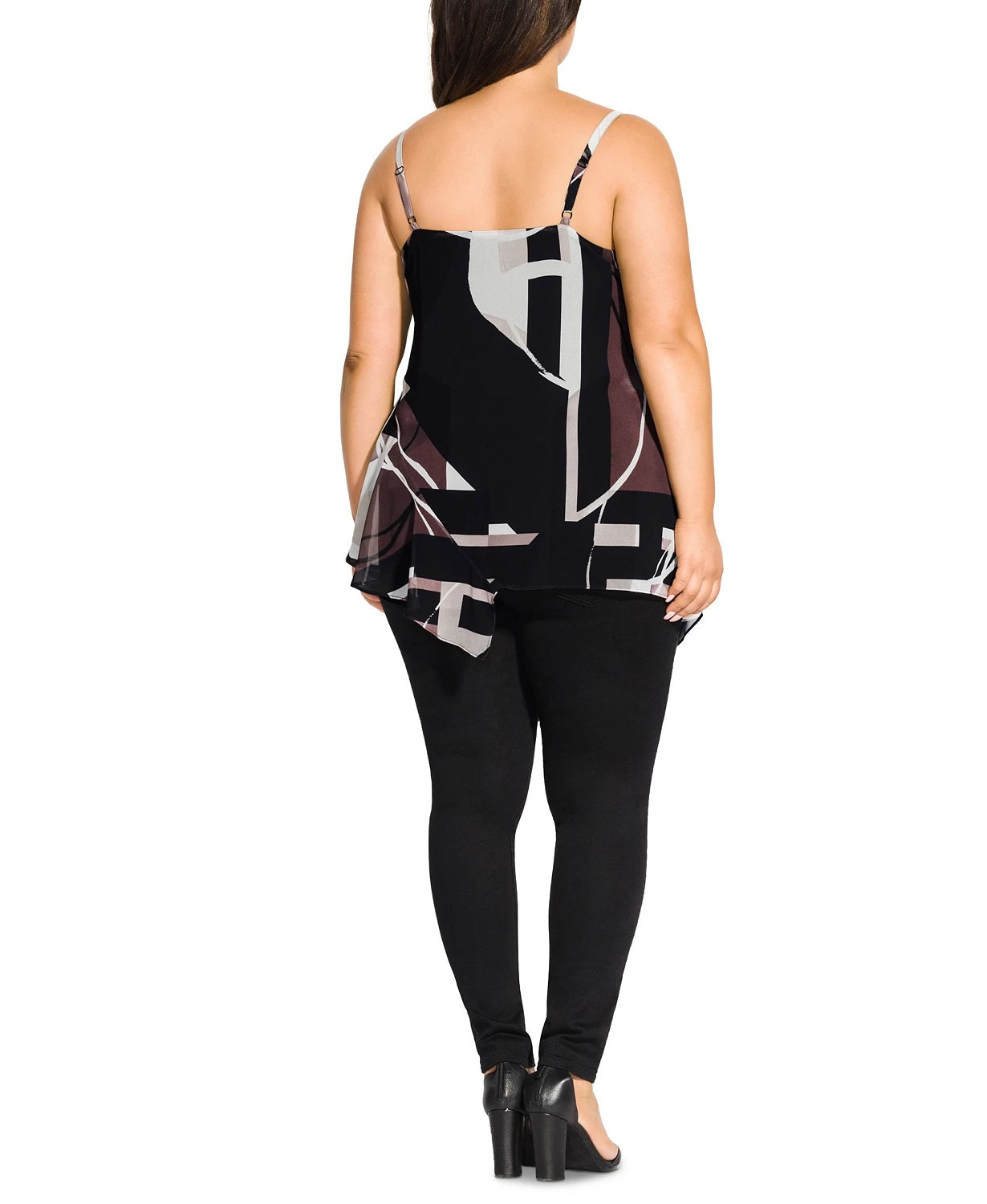 City Chic Women's Trendy Plus Size Sahara Printed Asymmetrical Top Brown Size Petite Small