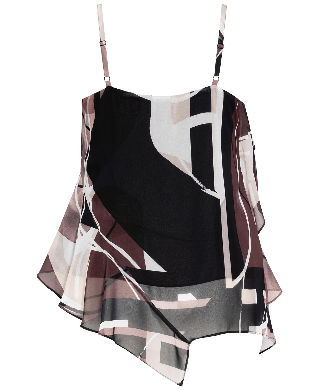 City Chic Women's Trendy Plus Size Sahara Printed Asymmetrical Top Brown Size Petite Small