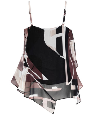 City Chic Women's Trendy Plus Size Sahara Printed Asymmetrical Top Brown Size Petite Small