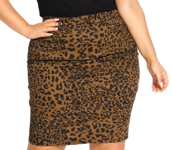 City Chic Women's Plus Size Jungle Frenzy Skirt Size Brown Size Small