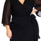 City Chic Women's Chiffon Faux Wrap Dress Black Size X-Small